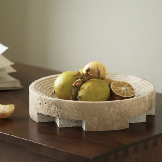 Stonehaven Travertine Pedestal Tray