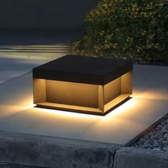 Modern Black LED Solar Outdoor Deck Light 8"