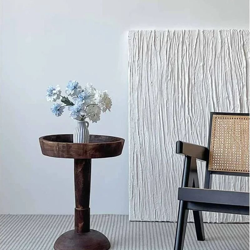 Round Wooden Pedestal Side Table - Image 9