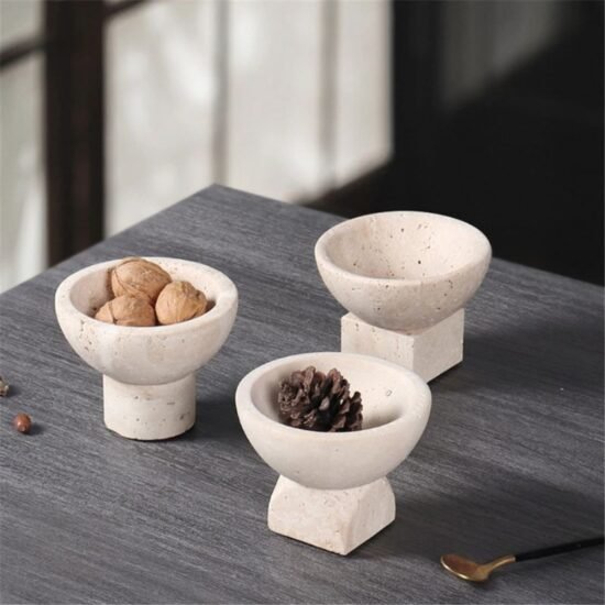 Stone Pedestal Bowls, Set of 2