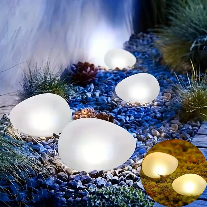 Frosted Solar Glass Pebble Lights