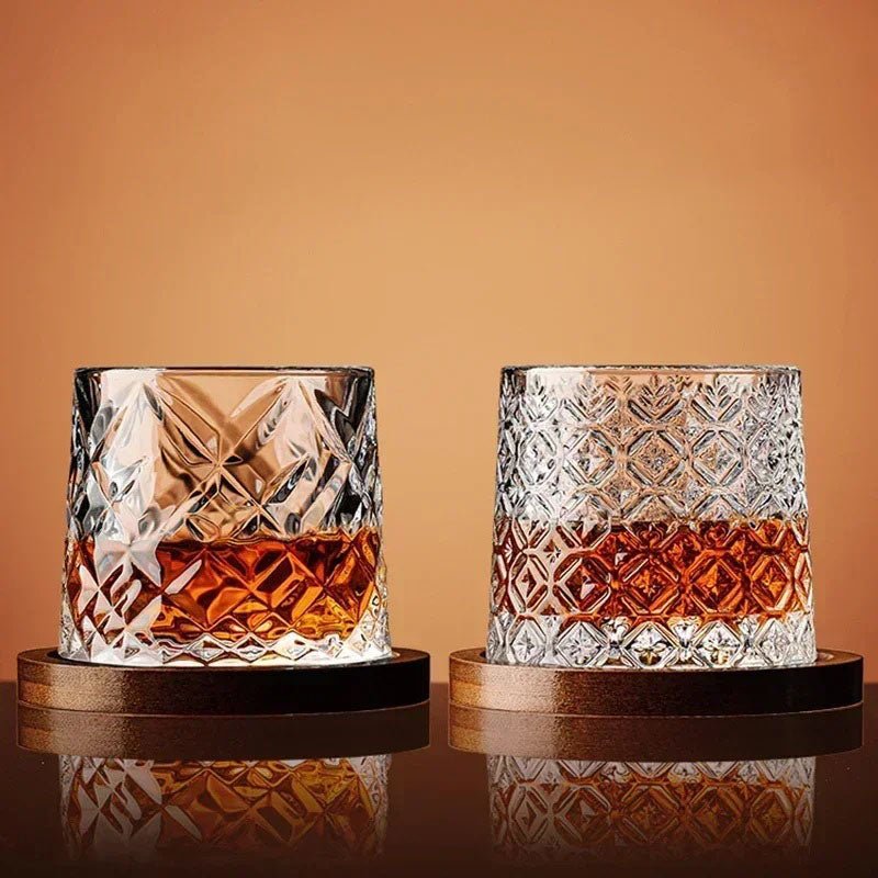 Rotating Whiskey Glass with Wood Coaster - Image 3
