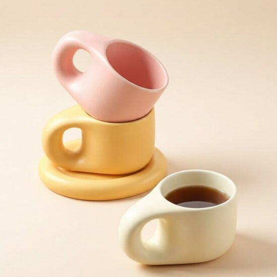 Ceramic Pastel Mug and Saucer