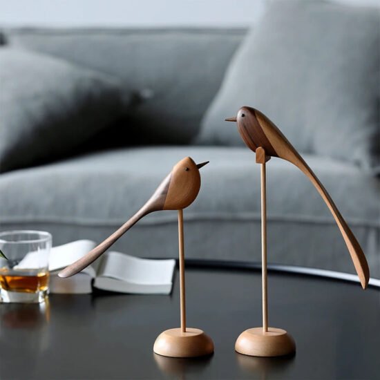 Two-Tone Wood Bird Sculptures