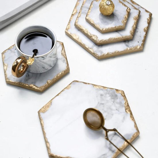 Marble Coasters with Gold Trim