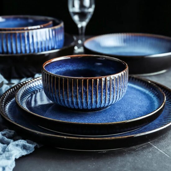 Blue Ceramic 4-Piece Dish Set
