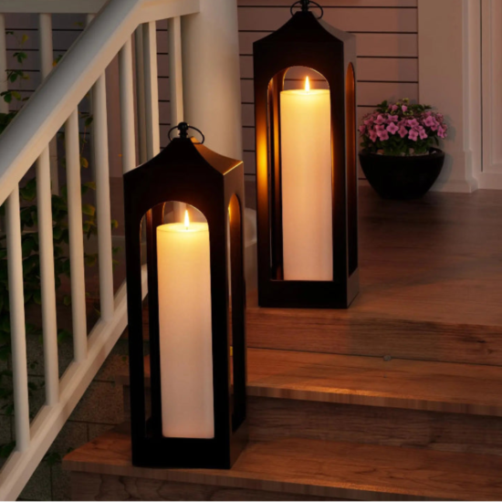 Tall Outdoor Waterproof LED Flameless Candles, Set of 2