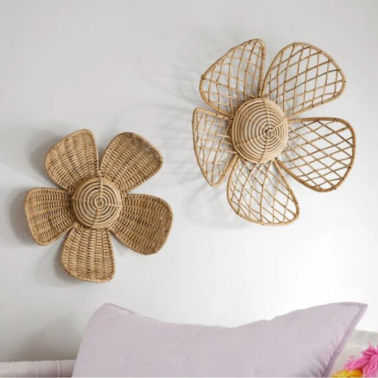Woven Rattan Flower Wall Decor
