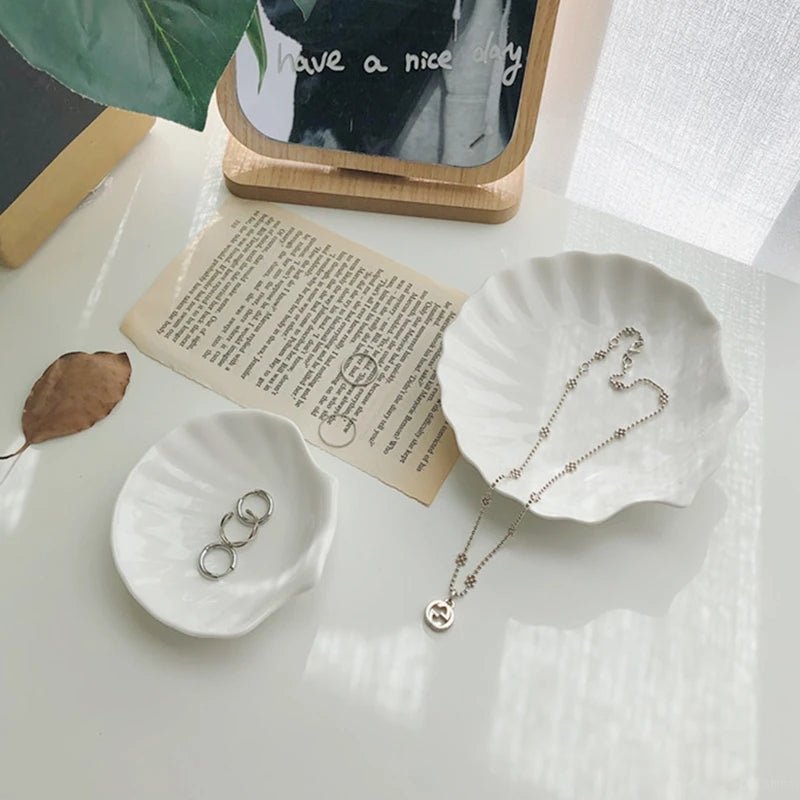 White Ceramic Shell Jewelry Dish