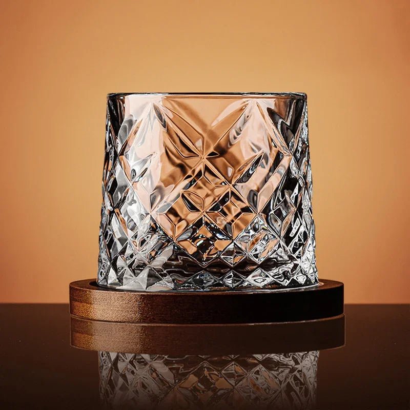 Rotating Whiskey Glass with Wood Coaster - Image 6