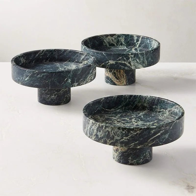 Green Marble Pedestal Fruit Bowl - Image 4