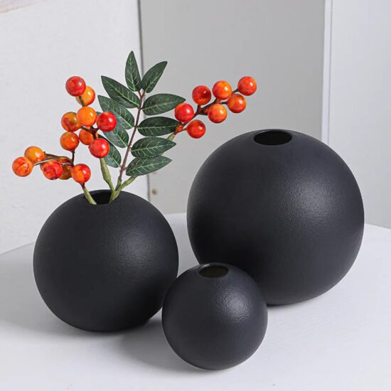 Sculptural Matte Black Ceramic Vases