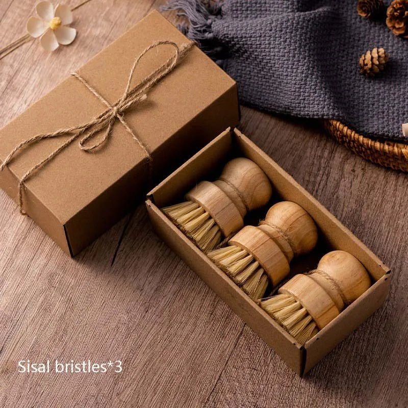 Natural Wood and Bristle Cleaning Brush Set, Set of 3 - Image 8