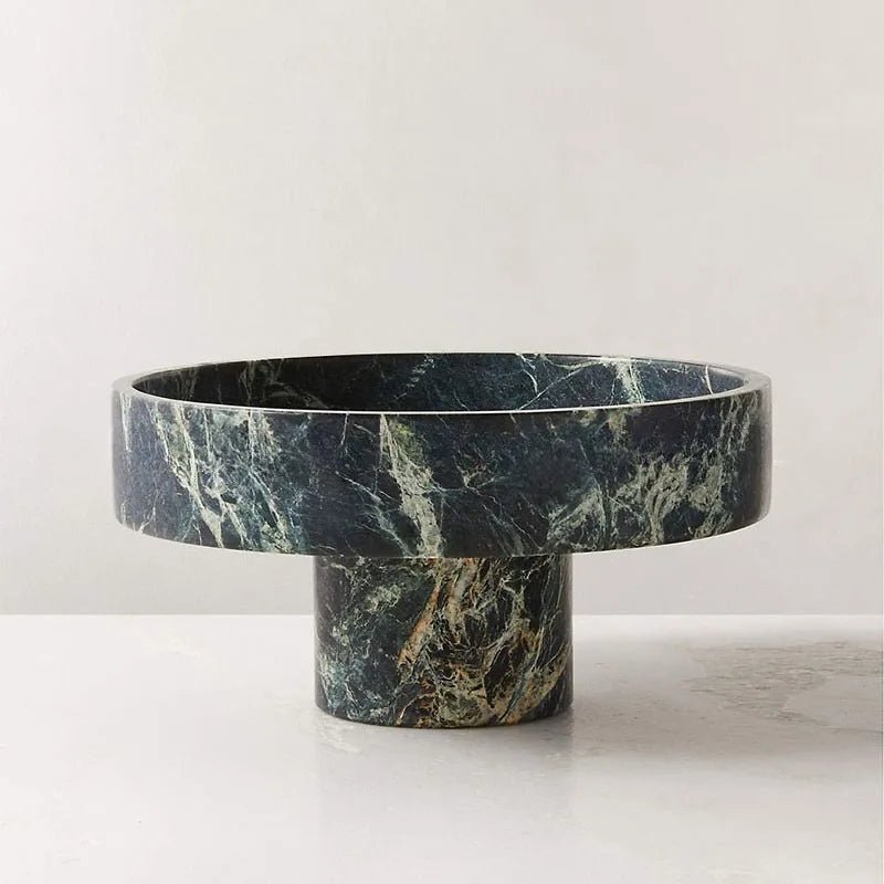 Green Marble Pedestal Fruit Bowl - Image 3