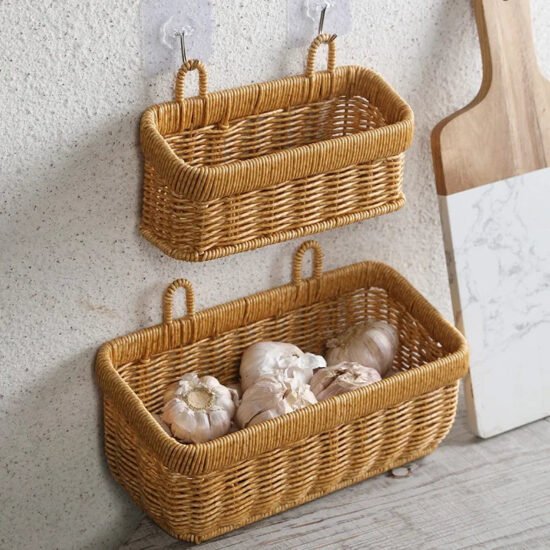 Wall-Mounted Woven Storage Baskets