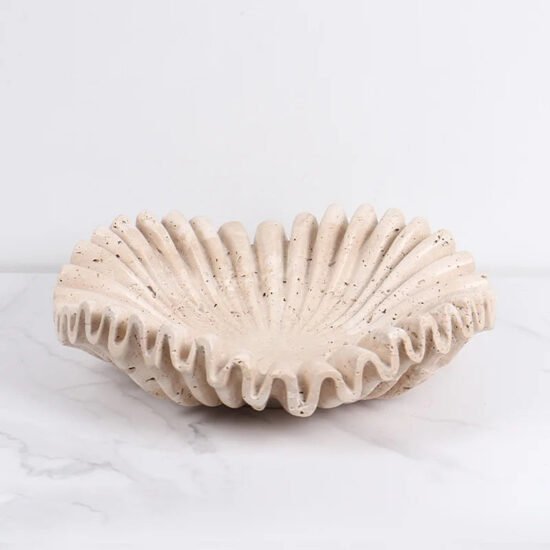 Sculpted Travertine Scalloped Bowl