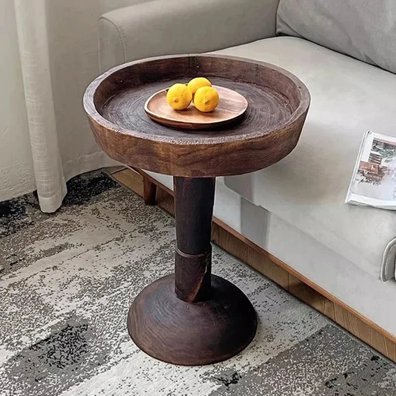 Round Wooden Pedestal Side Table - Image 2