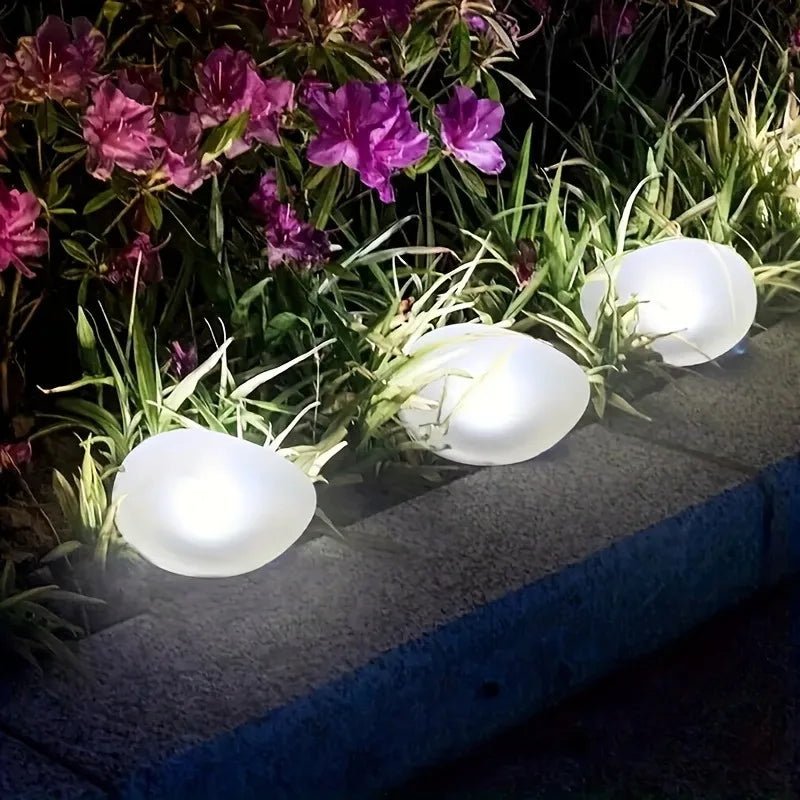 Frosted Solar Glass Pebble Lights - Image 2