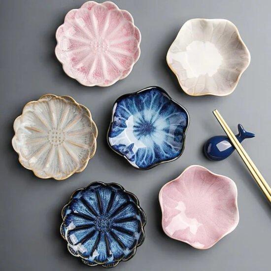 Glazed Floral Ceramic Accent Dishes, Set of 2