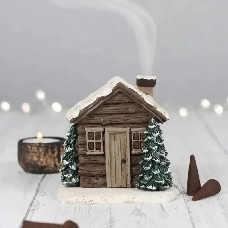 Cone Incense Burning Log Cabin