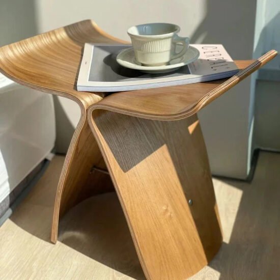 Sculptural Wood Accent Stool