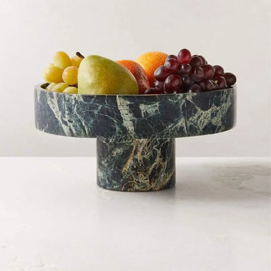 Green Marble Pedestal Fruit Bowl
