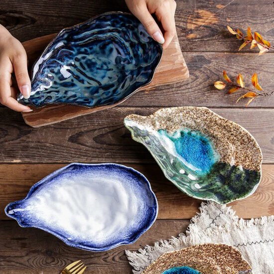 Pearl-Glazed Ceramic Dishes