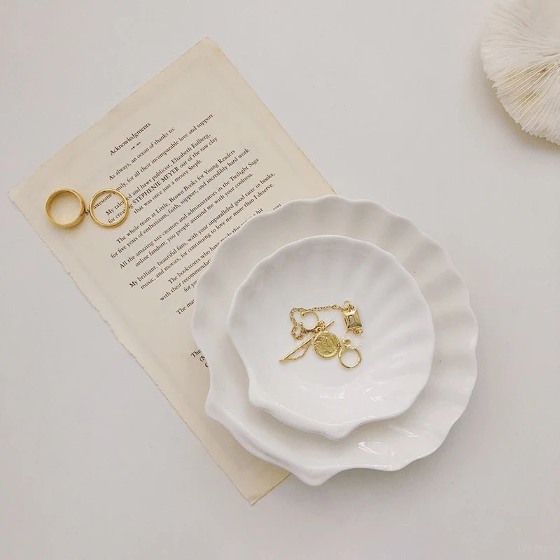 White Ceramic Shell Jewelry Dish - Image 2