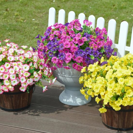 Faux UV-Protected Flower Stems, Set of 8