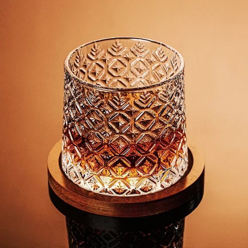 Rotating Whiskey Glass with Wood Coaster - Image 4