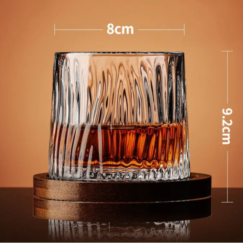 Rotating Whiskey Glass with Wood Coaster - Image 9