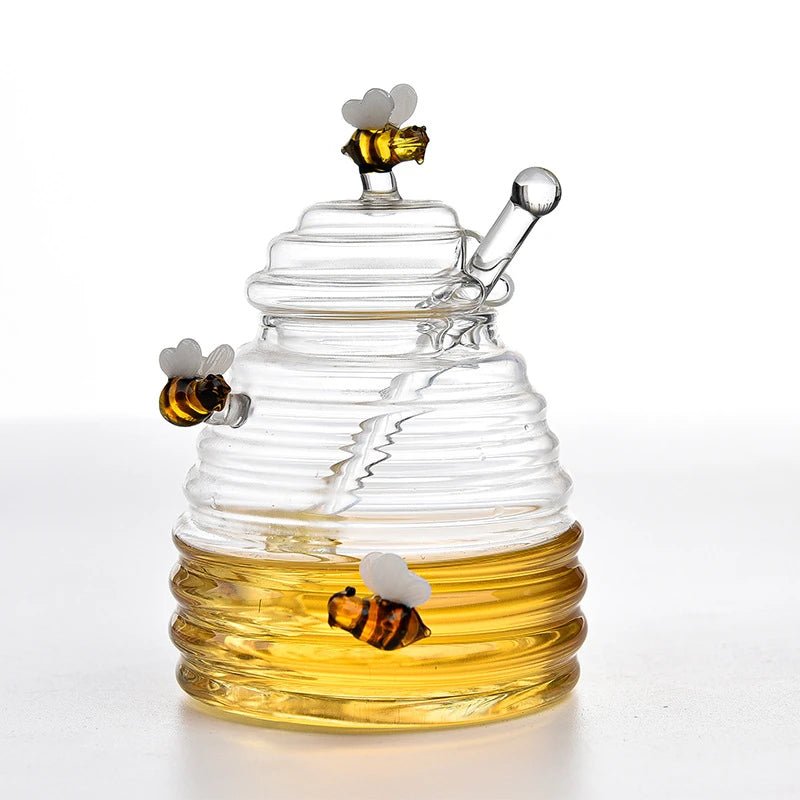 Glass Honey Jar with Lid and Honey Stick - Image 2