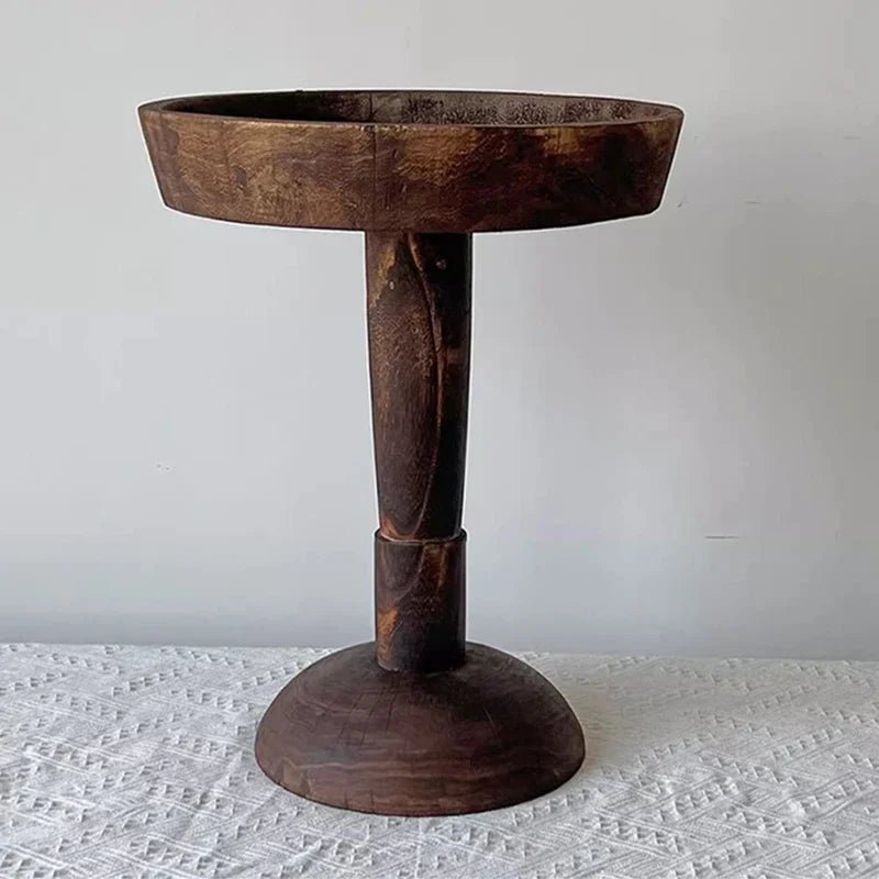Round Wooden Pedestal Side Table - Image 3