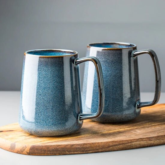 Azure Blue Pottery Mugs
