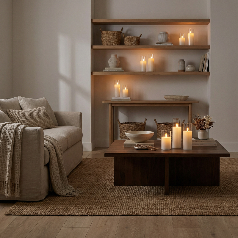 Clear Ivory Flameless Pillar Candles, Set of 9 - Image 5