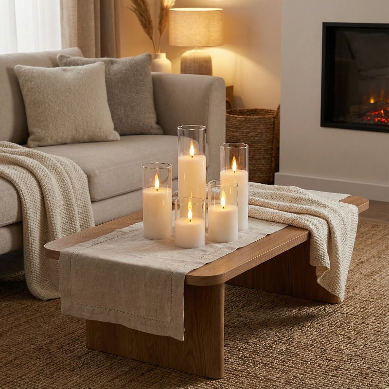 Clear Ivory Flameless Pillar Candles, Set of 9 - Image 7