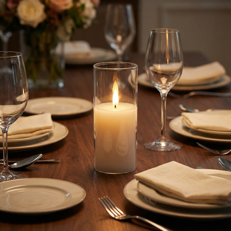 Clear Ivory Flameless Pillar Candles, Set of 9 - Image 10