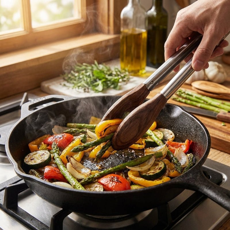 Stainless Steel and Wood Tongs - Image 2