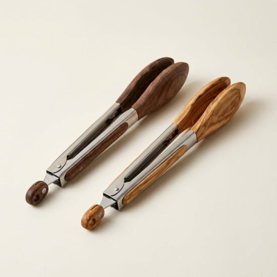 Stainless Steel and Wood Tongs