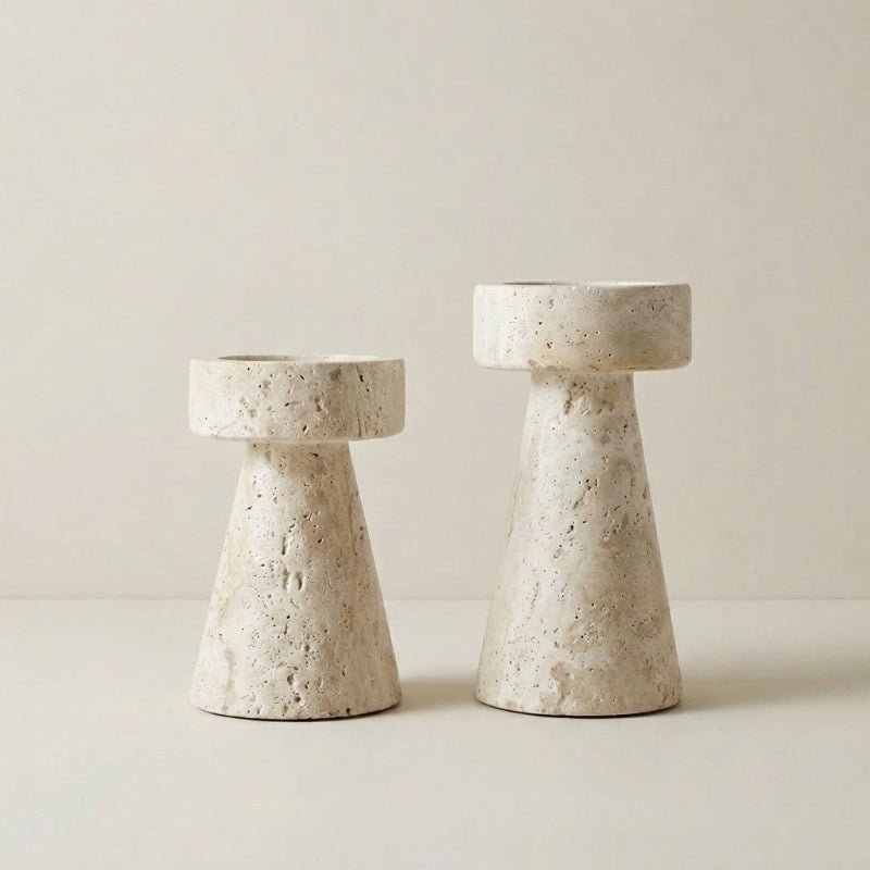 Travertine Pillar Candleholders - Image 2