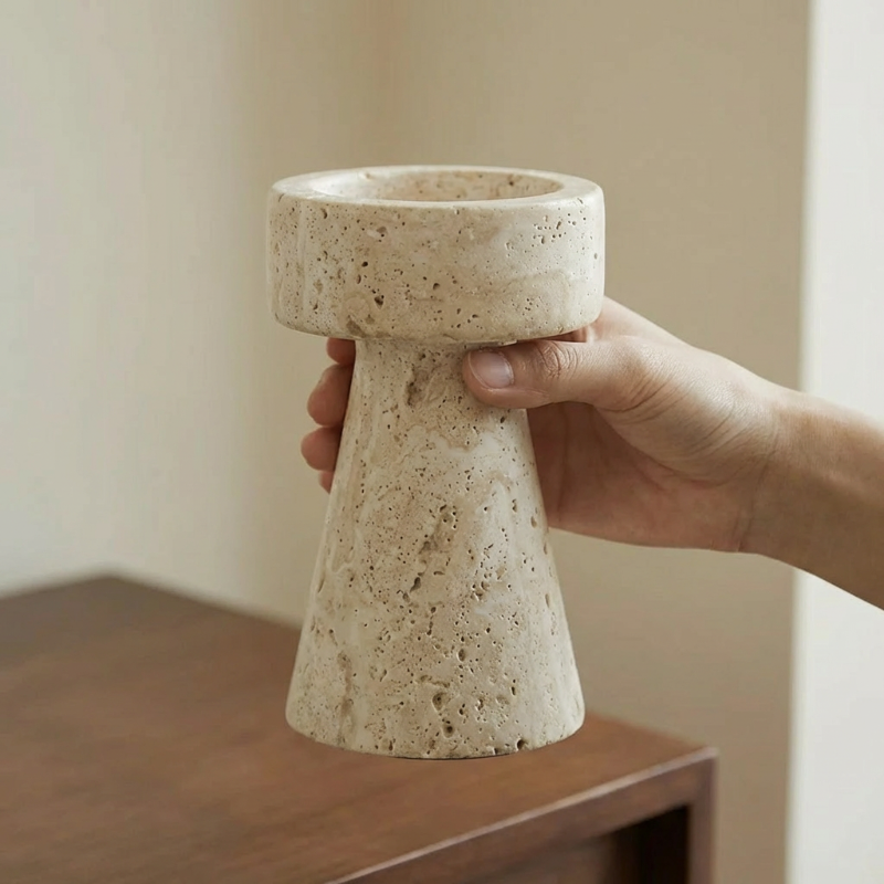 Travertine Pillar Candleholders - Image 6