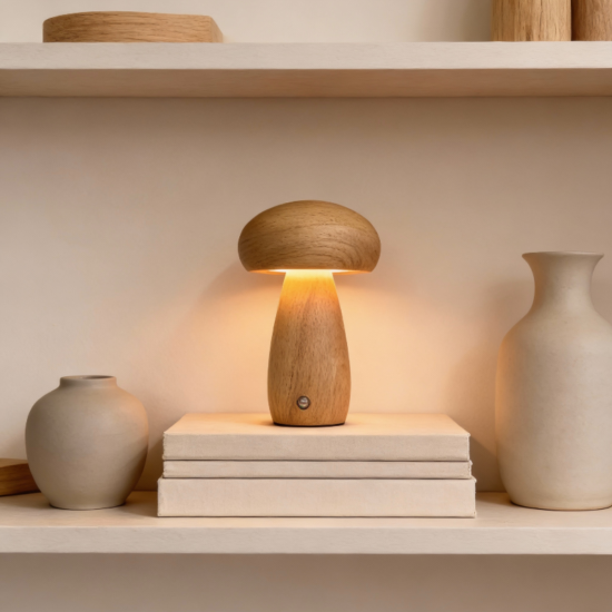Wooden Mushroom Table Lamps
